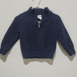 Starting Out 18M Navy Blue 1/4 Zip Sweater Cotton Mock Neck Long Sleeve EUC